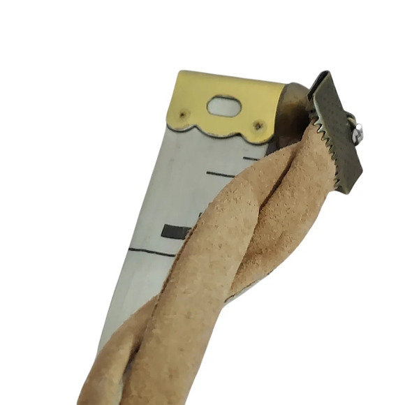 Artisan Leather Suede Floral Choker Green Brown Tan Flowers Magnetic Closure - Picture 11 of 14